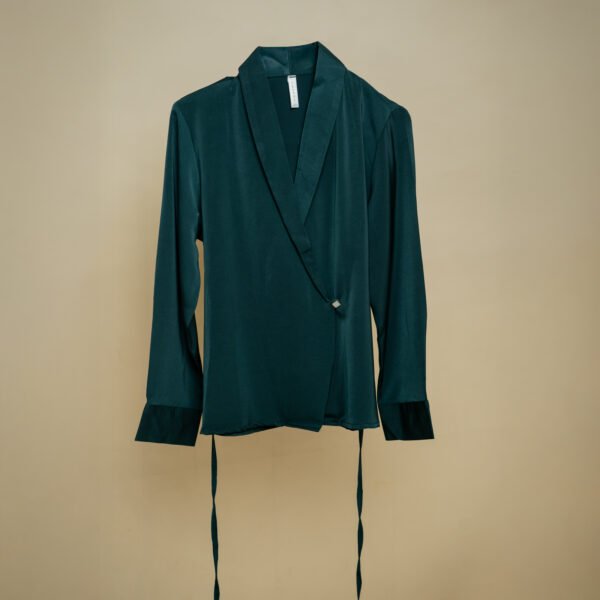 Emerald Wrap Satin Top