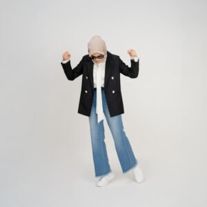 Gold-Button Tailored Blazer