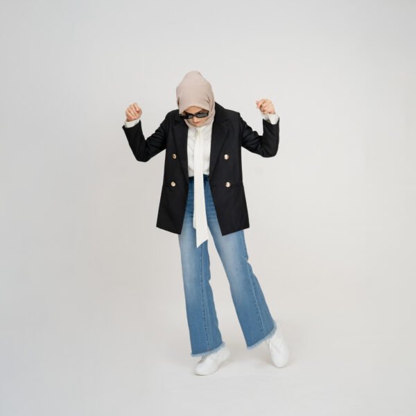 Gold-Button Tailored Blazer